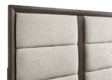 Farre Dark Brown Eastern King Upholstered Platform Panel Bed