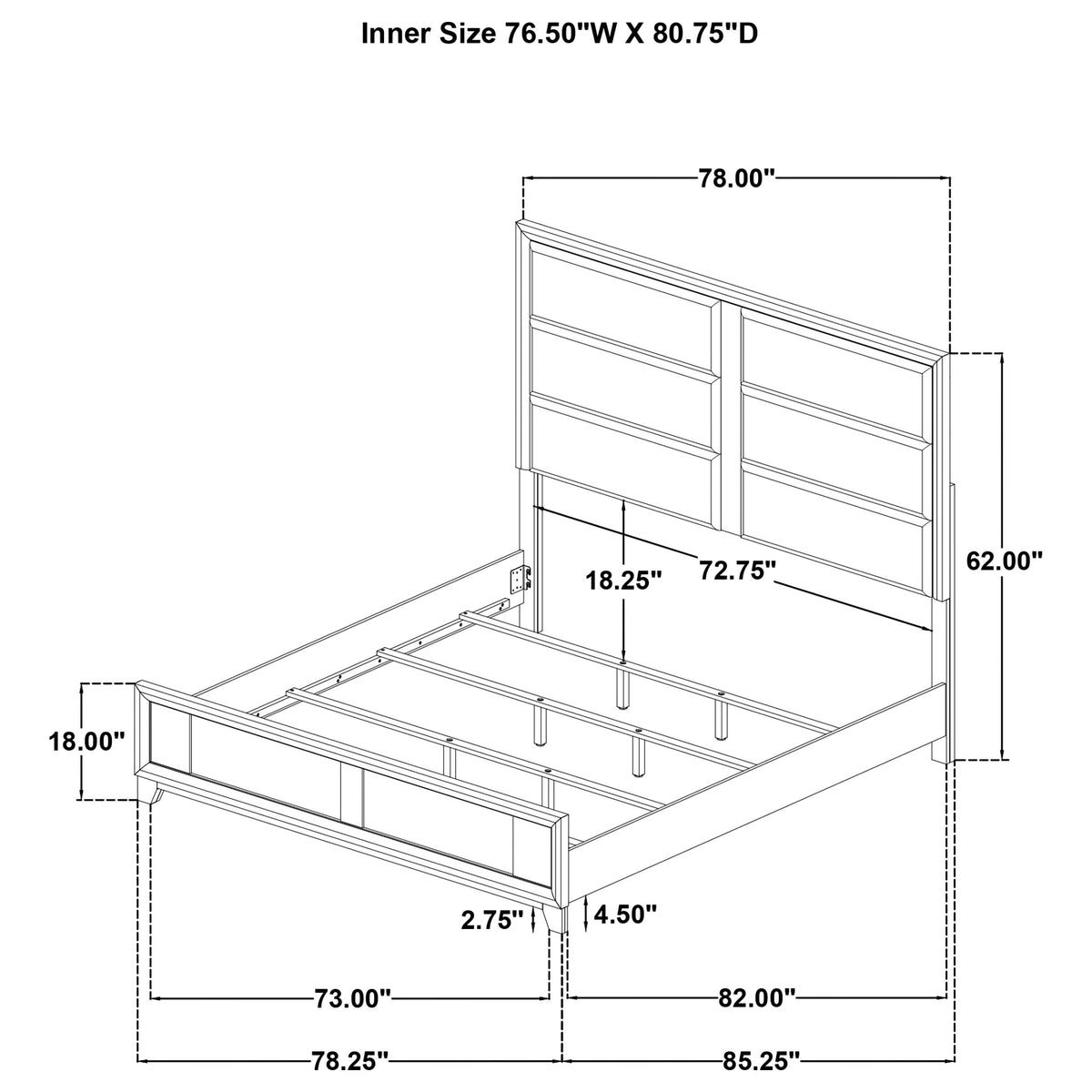Farre Dark Brown Eastern King Upholstered Platform Panel Bed