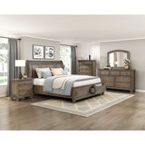 Bethel Brown Queen Platform Bed With Footboard Storage