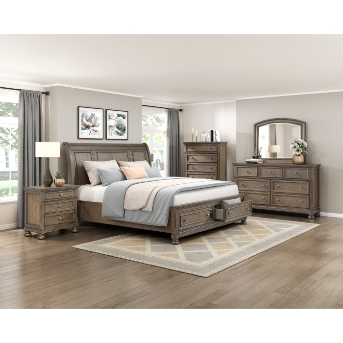 Bethel Brown Queen Platform Bed With Footboard Storage
