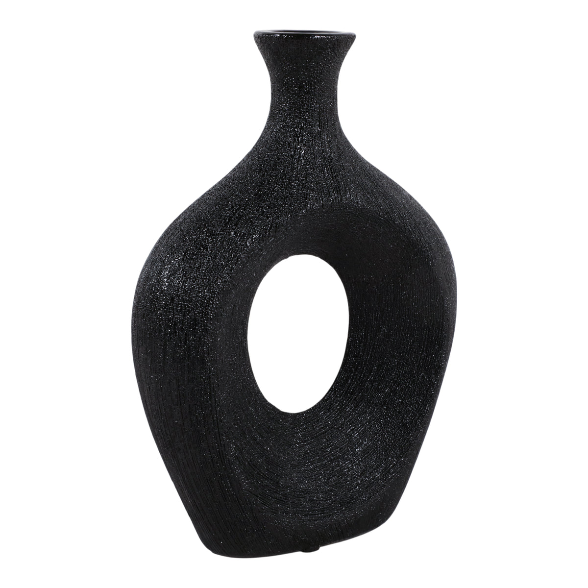 Alray Black Beaded Oval Cut Out Vase