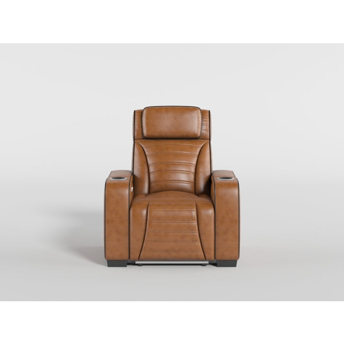 Cyber Brown Power Reclining Chair With Power Headrest Cup Holder Storage Arms Air Massage Heat Led Lighting And Charging Ports