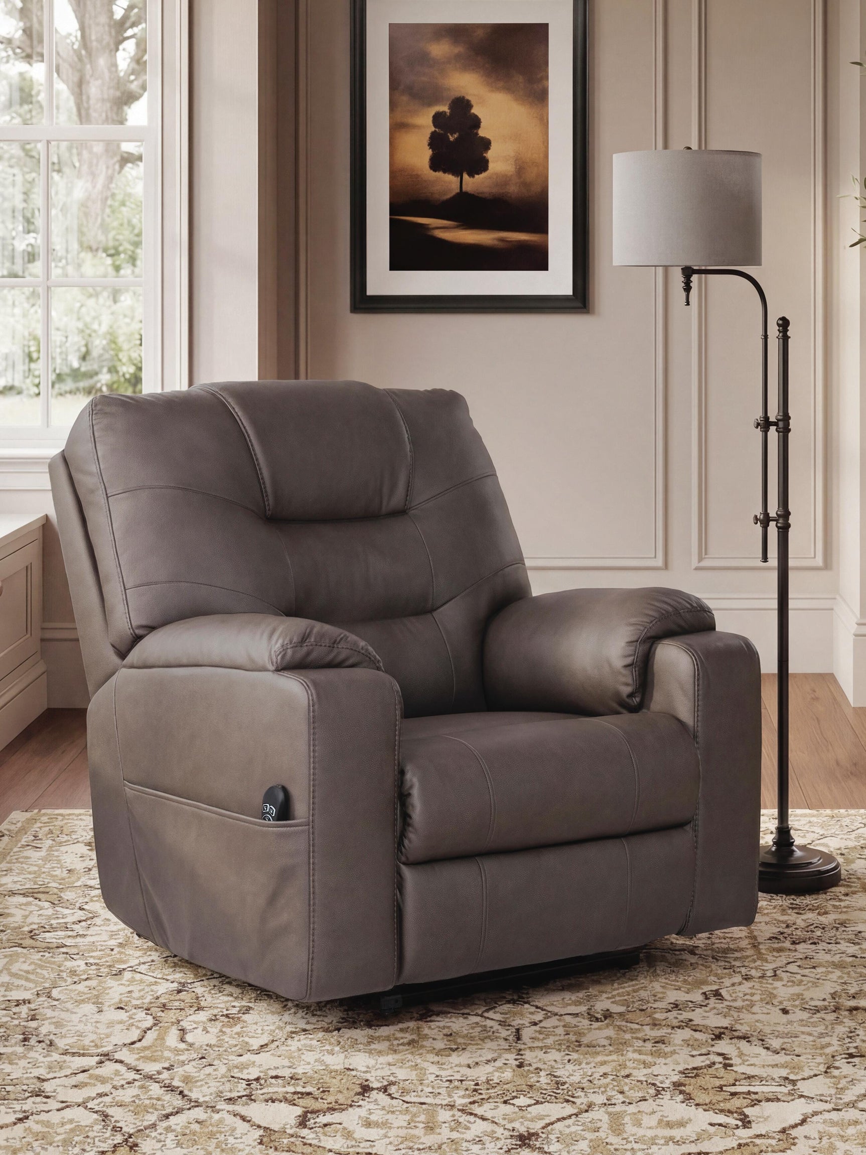 Belmone Pike Gunmetal Power Lift Recliner