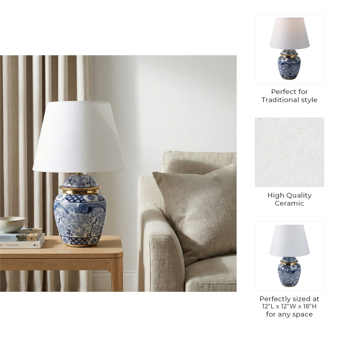 Midco Multicolor Chinoiserie Table Lamp with Trim