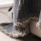 Chenille Camellia Floral Sofa Throw Cover Couch Blanket with Striped Jacquard