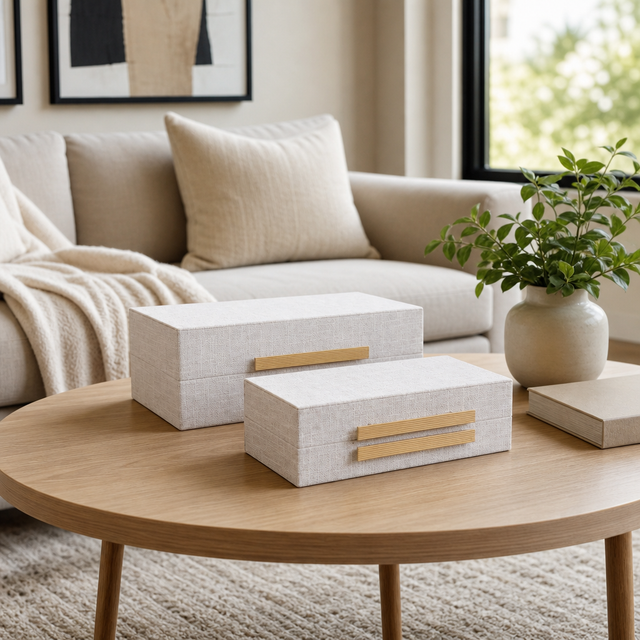 Mohawk White Rectangular Boxes with Double Hardware (Set of 2)