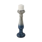 Woodman Silver/Blue Crackle Candle Holder