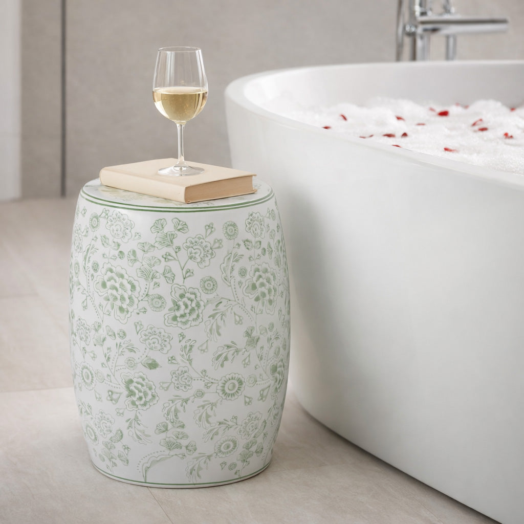 Peytonwell Green/White Garden Stool