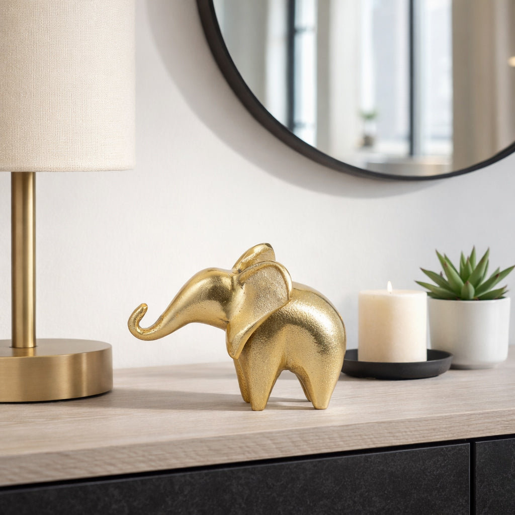 Bonilla Gold Metal Trunk Up Elephant