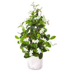 23” Stephanotis Artificial Climbing Plant in Marble Vase - Ornate Home