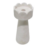 Valla White Large Scallop Edge Pillar Holder