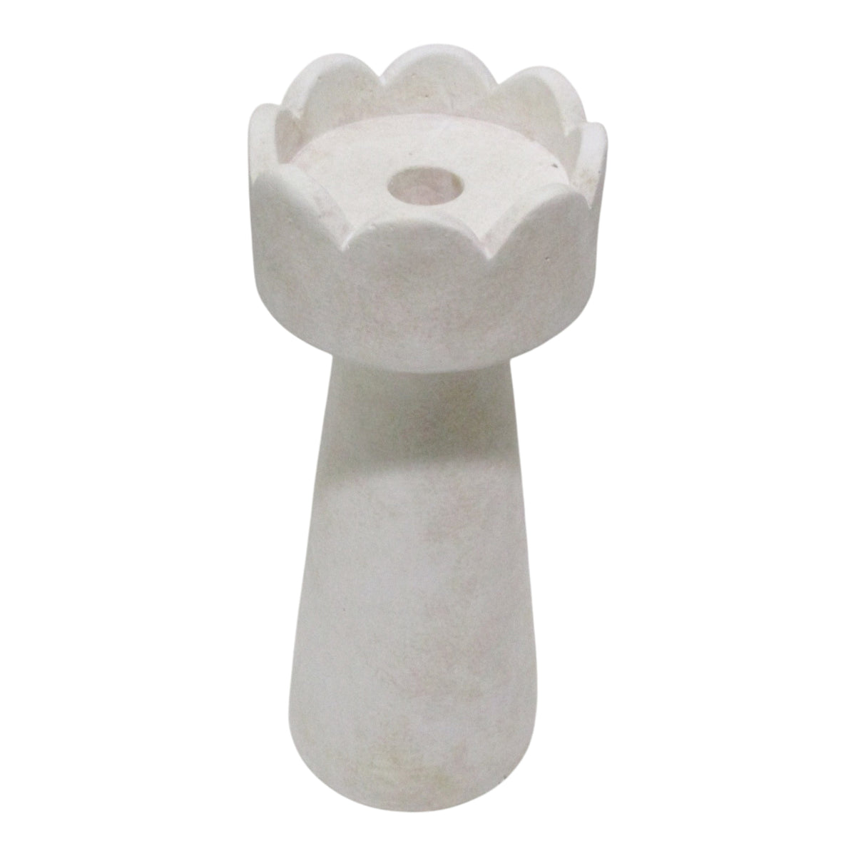 Valla White Large Scallop Edge Pillar Holder