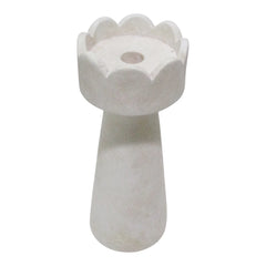 Valla White Large Scallop Edge Pillar Holder