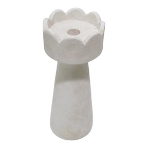 Valla White Large Scallop Edge Pillar Holder