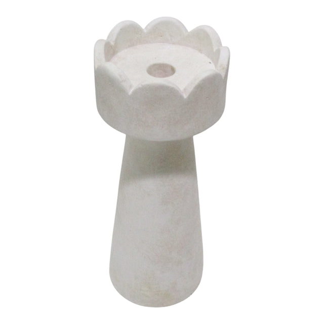 Valla White Large Scallop Edge Pillar Holder