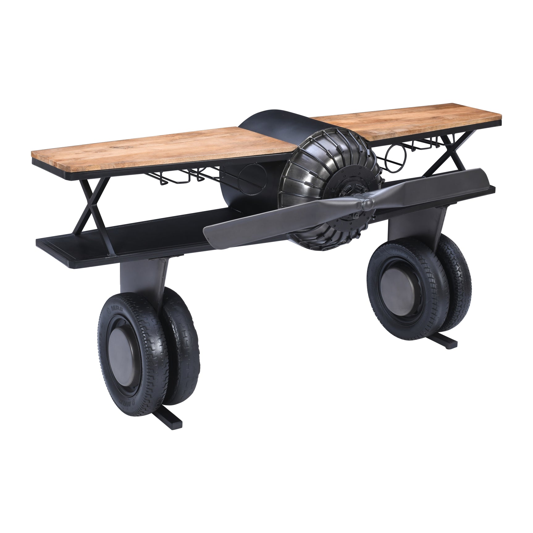 Glory Days Brown/Black Maverick Vintage Bi-Plane Console Bar