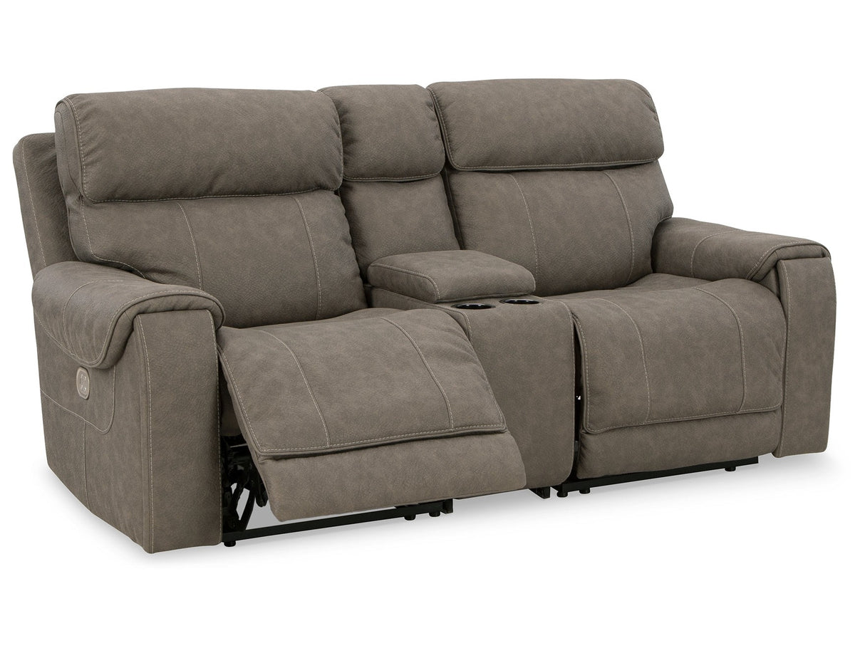 Starbot Fossil 3-Piece Power Reclining Sectional Loveseat with Console - Ornate Home