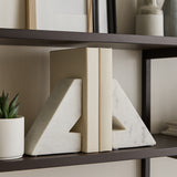 Vestil White Marble Right Triangle Bookends (Set of 2)