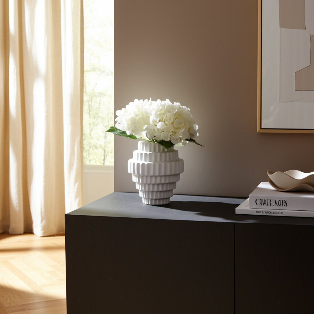 Hayes White Textured Staggered Vase