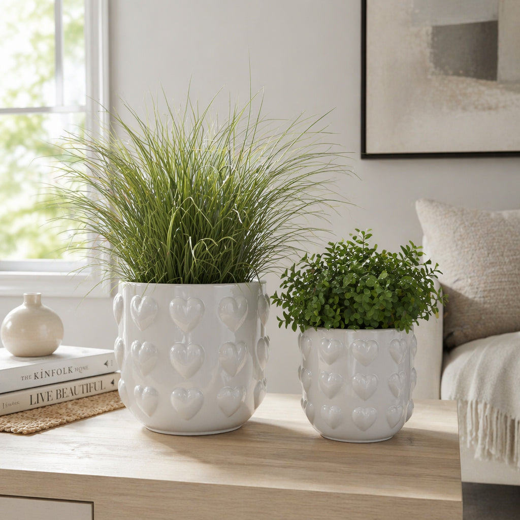 Draperoak White/Ivory Planters (Set of 2)