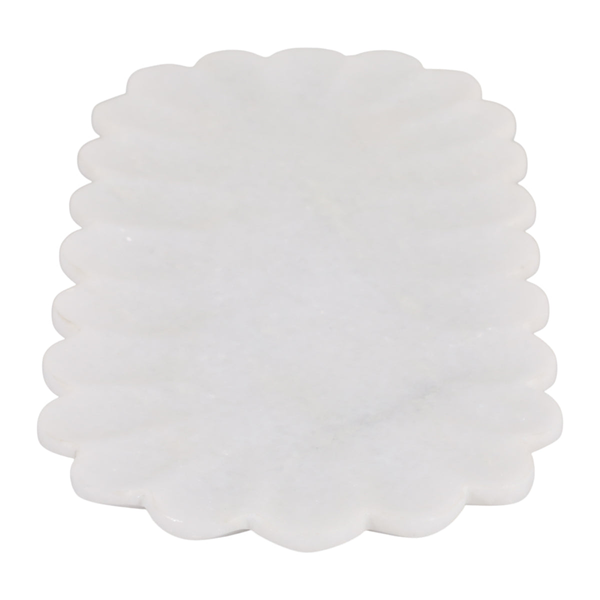 Elvas White Flat Scallop Edge Marble Tray