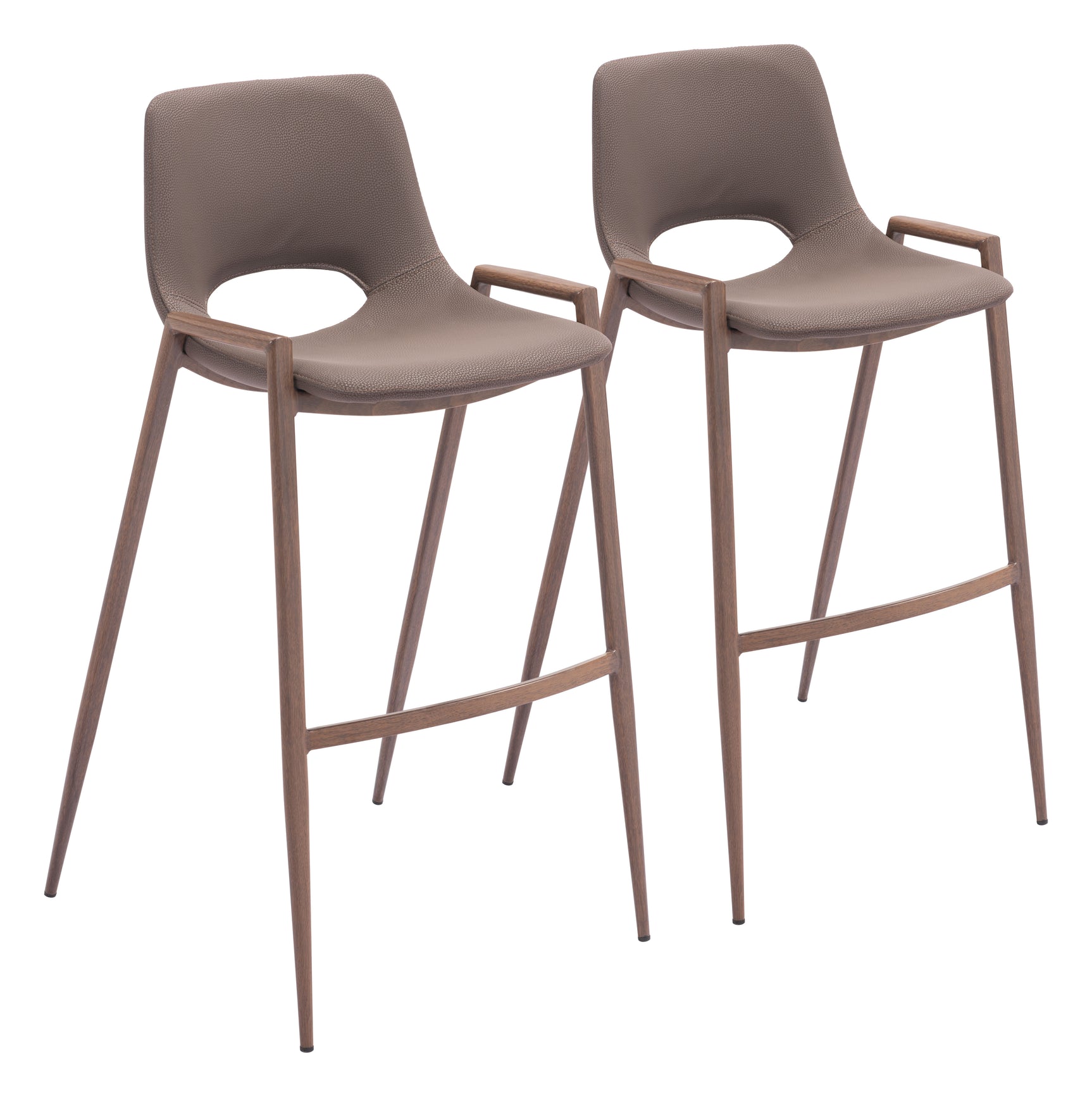Desi Brown & Walnut Barstool (Set of 2)
