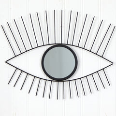 24” Black Metal Eye Wall Mirror - Ornate Home