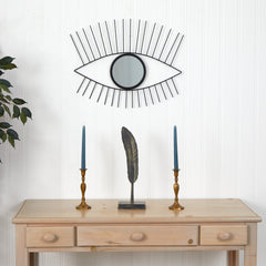 24” Black Metal Eye Wall Mirror - Ornate Home