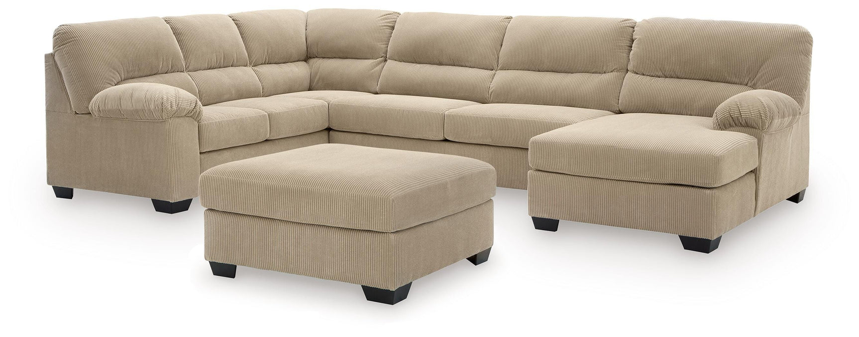 SimpleJoy Sand 3-Piece Sectional and Ottoman