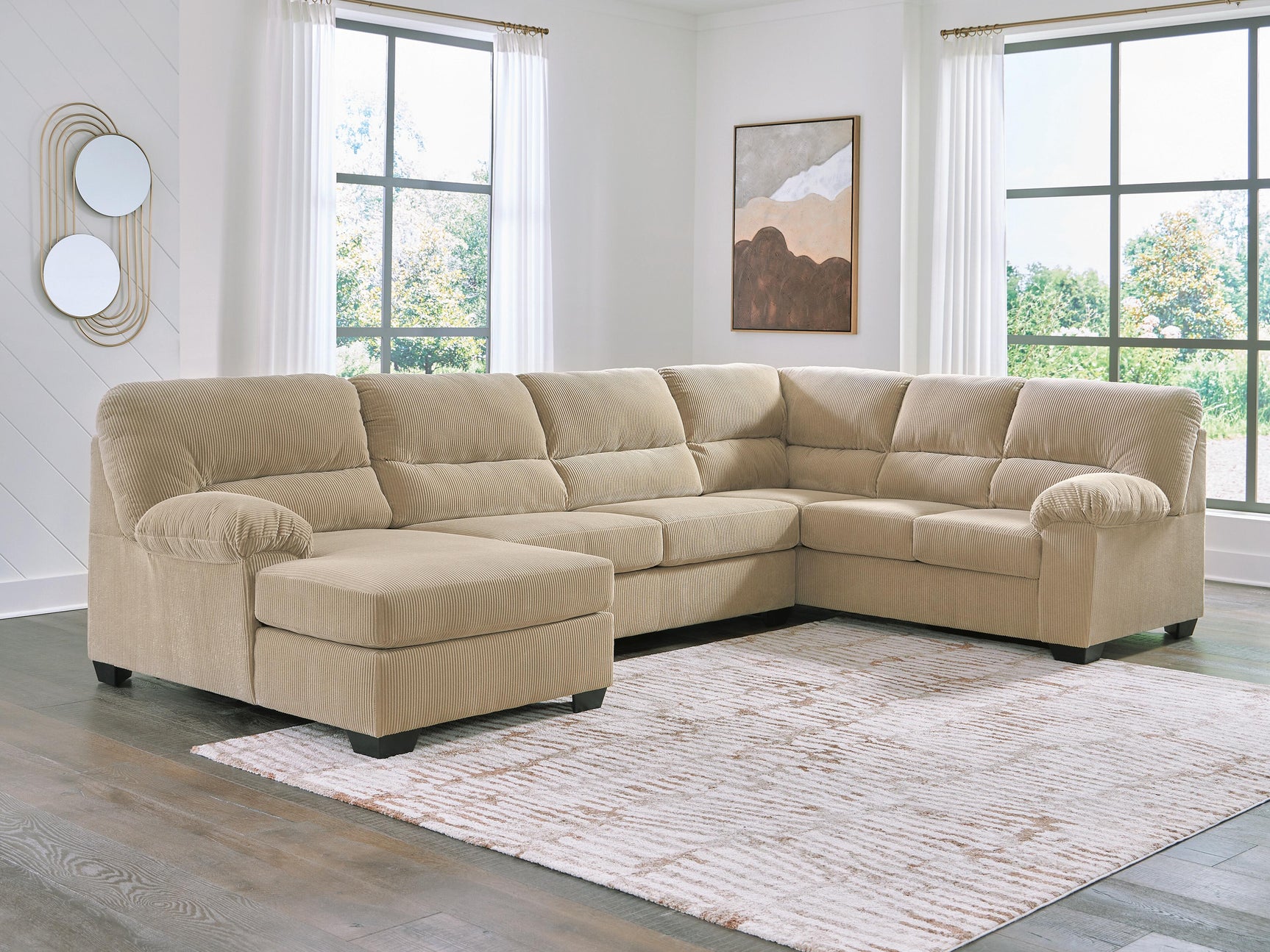 SimpleJoy Sand 3-Piece Sectional with LAF Chaise