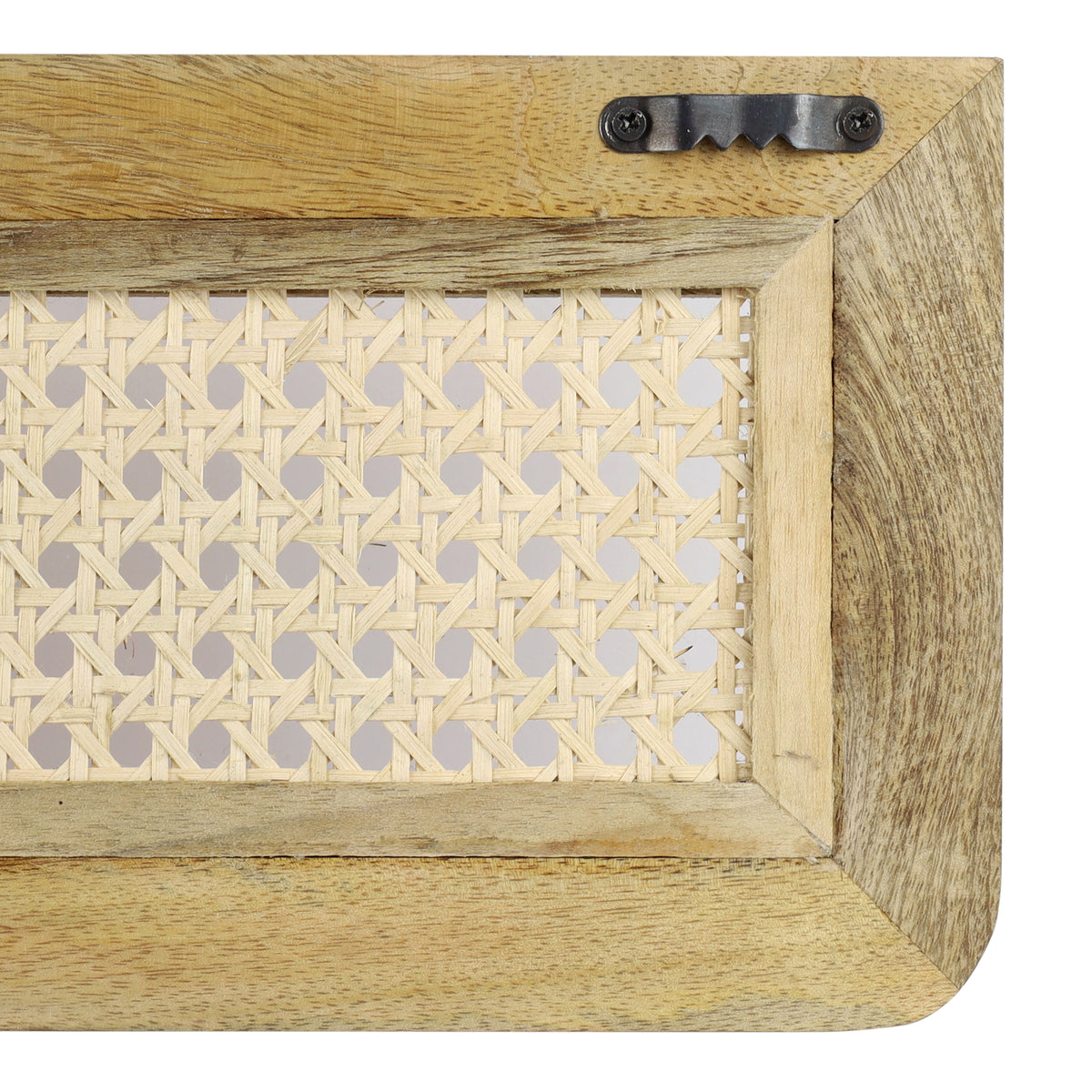 Montague Light Brown Wood and Rattan 4-Hook Wall Storage