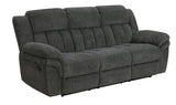 Lehi Gray Fabric Reclining Sofa with Drop-Down Table