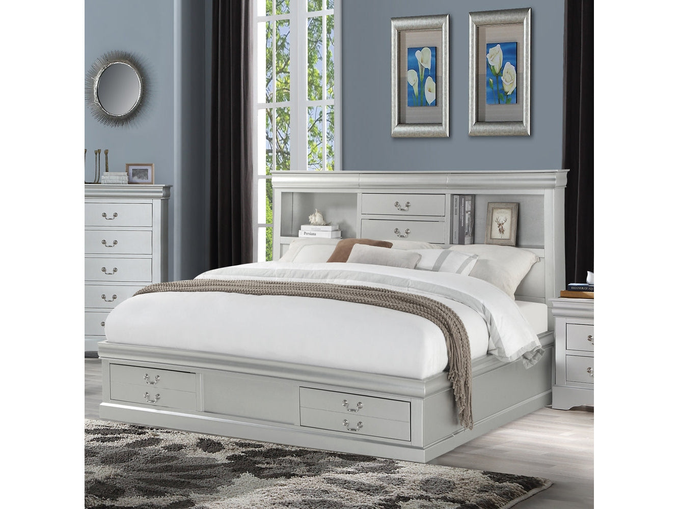 Louis Philippe IiI Platinum Queen Bed - Ornate Home