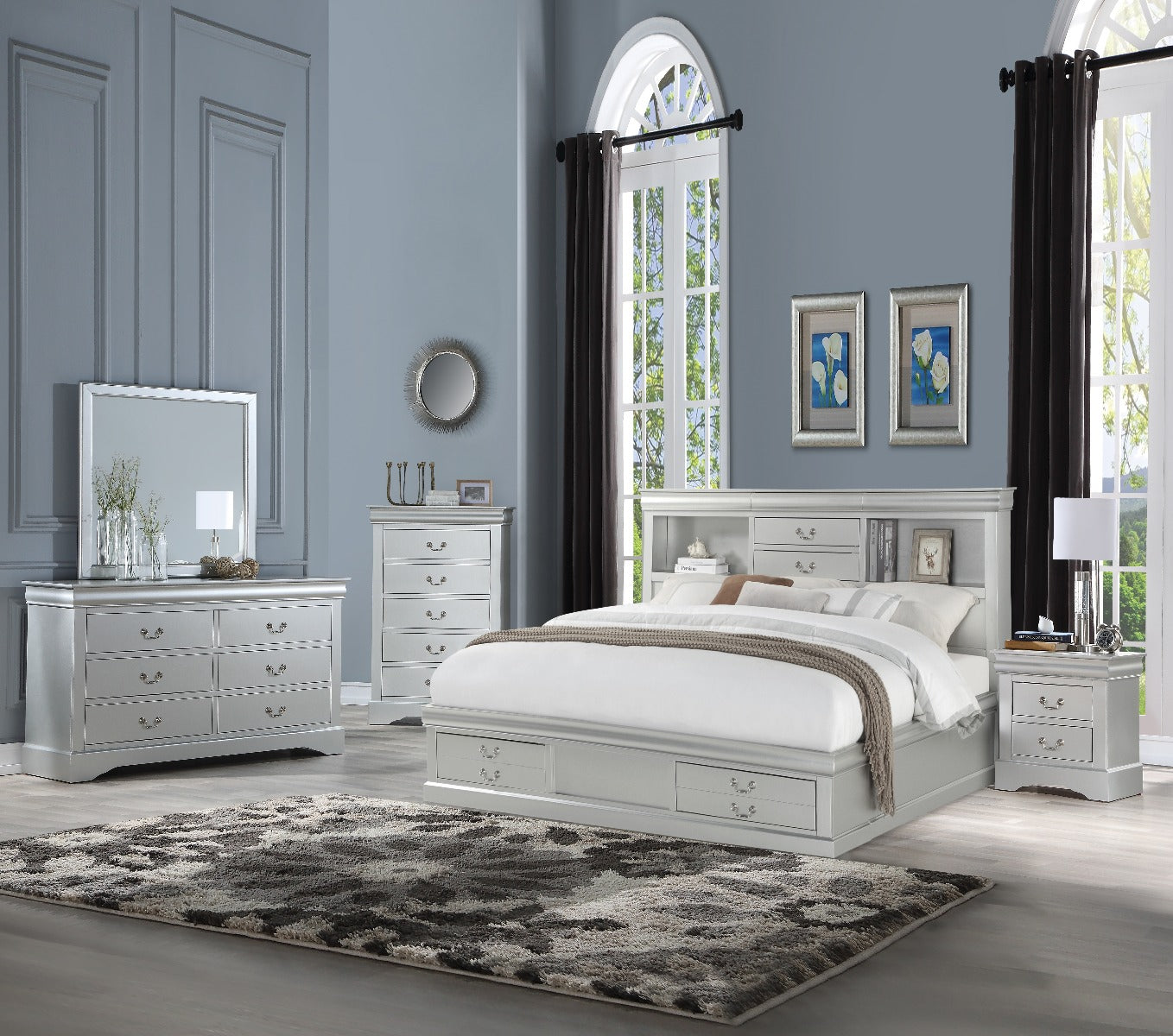 Louis Philippe IiI Platinum Queen Bed - Ornate Home