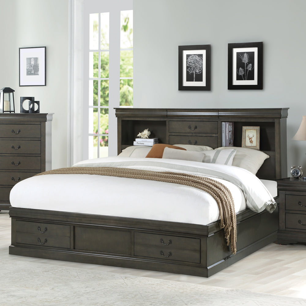 Louis Philippe IiI Dark Gray Queen Bed - Ornate Home