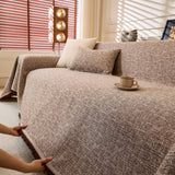 Natural Textured Linen Couch Cover, Breathable & Hypoallergenic Furniture Protector