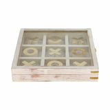 Malibu West White/Gold Wood Tic Tac Toe