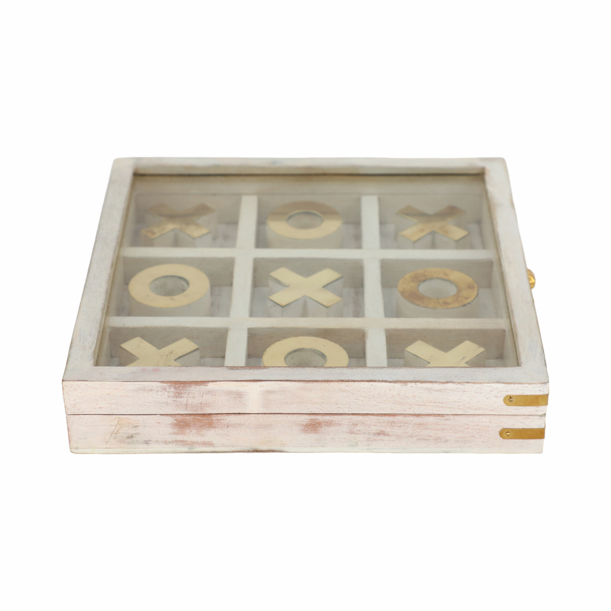 Malibu West White/Gold Wood Tic Tac Toe