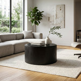Johnsville Black/White Marble Inlay Round Coffee Table