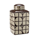 Bush Brown/Ivory Small Ceramic Square Jar