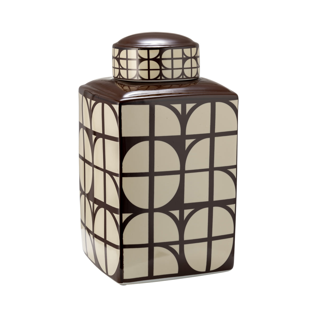 Bush Brown/Ivory Small Ceramic Square Jar