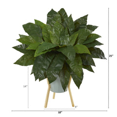 25” Bird’s Nest Fern Artificial Plant in Green Planter with Stand - Ornate Home