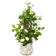 25” Stephanotis Artificial Climbing Plant in Decorative Planter - Ornate Home