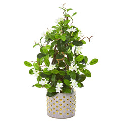 25” Stephanotis Artificial Climbing Plant in Designer Planter - Ornate Home