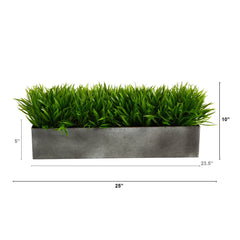 25” Wild Grass Artificial Plant in Metal Planter - Ornate Home