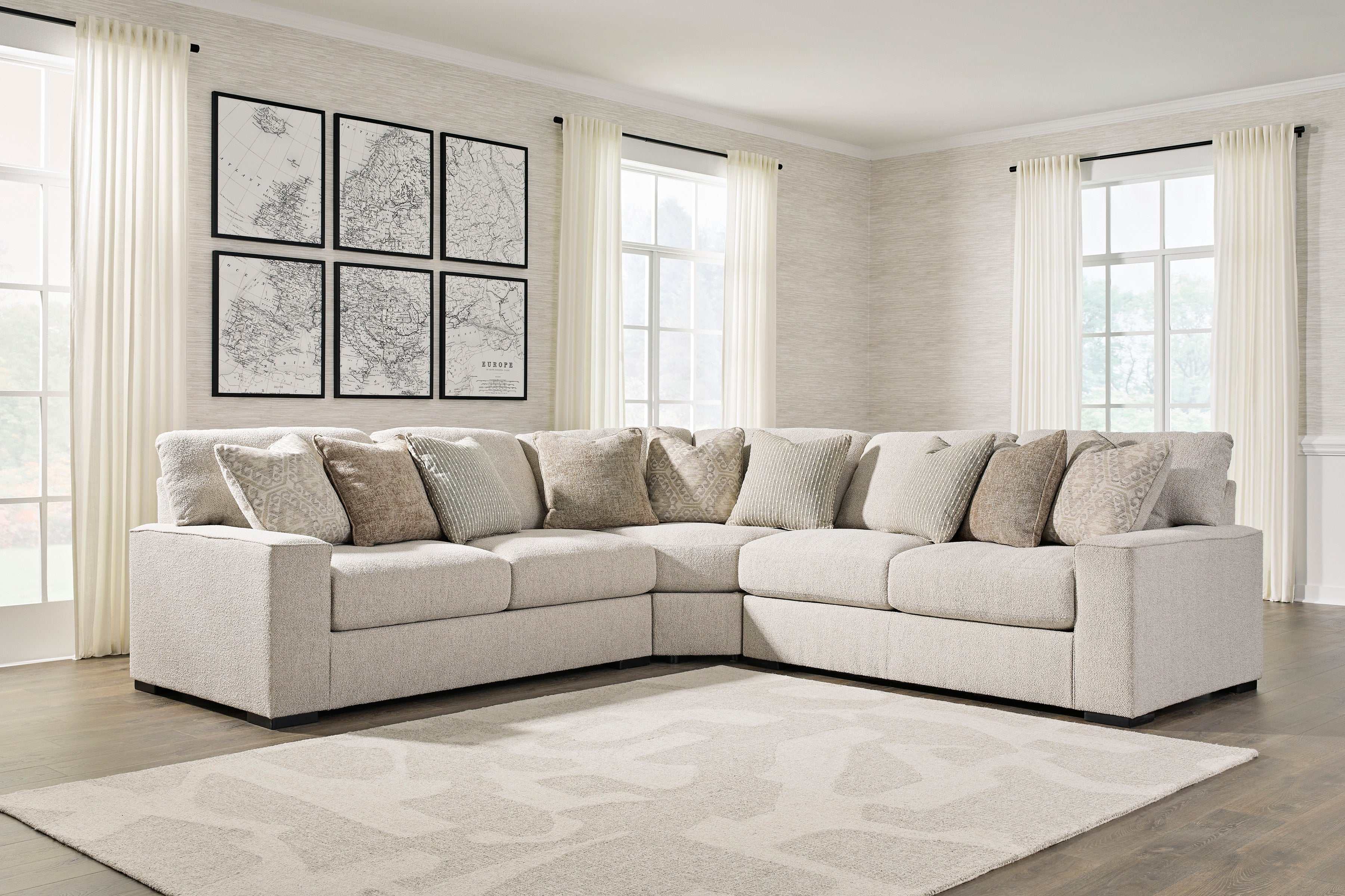 Ballyton Sand 3pc Symmetrical Sectional - Ornate Home