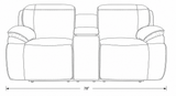Heber Saddle Fabric Dual Power Reclining Loveseat with Console