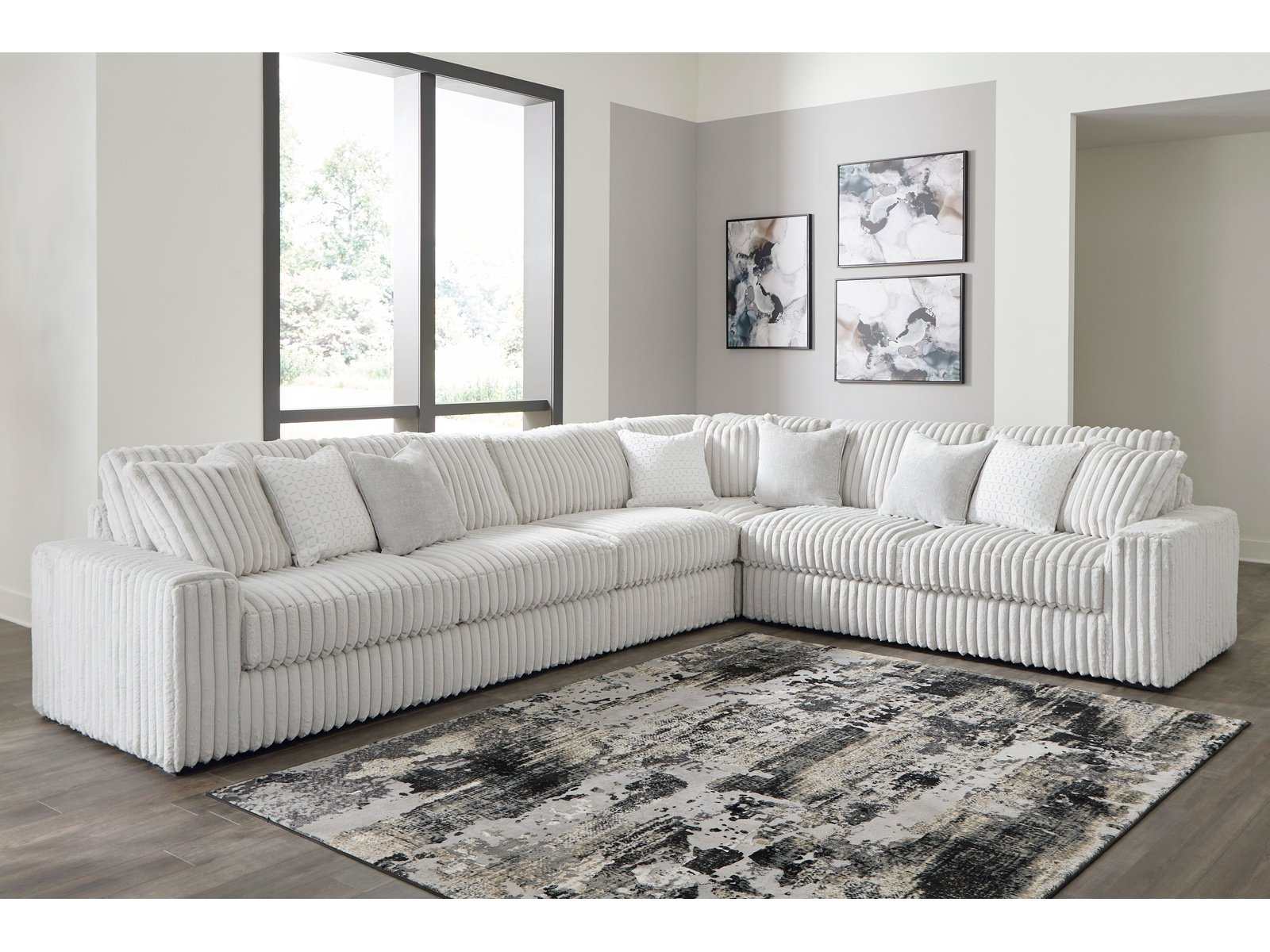 Stupendous Alloy Corduroy Symmetrical Sectional Living Room Set / 4pc - Ornate Home