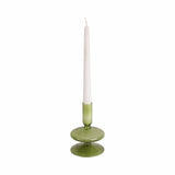 Ellenland Olive Vintage Glass Taper Candle Holder