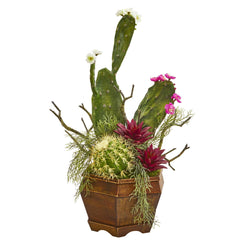 26” Mixed Cactus Artificial Plant in Decorative Planter - Ornate Home